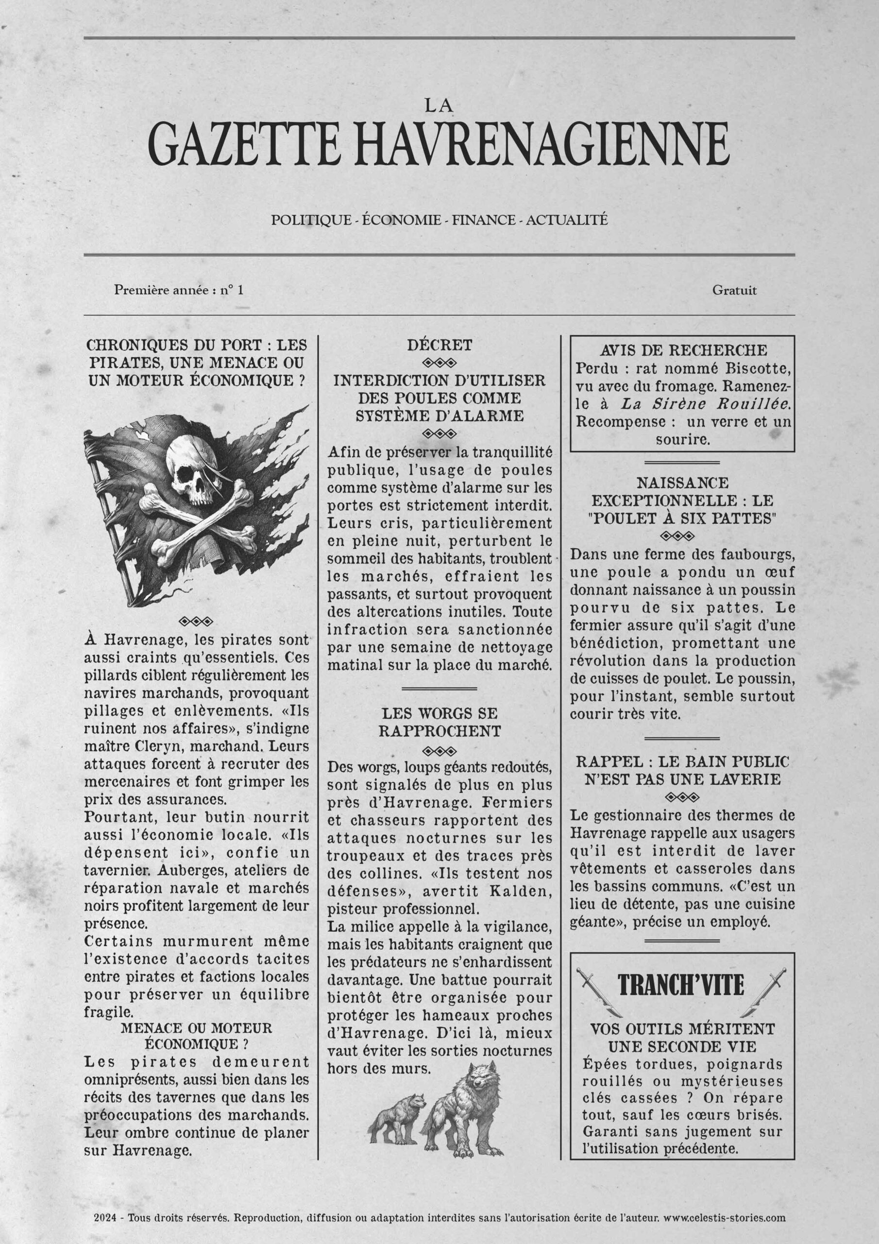 Couverture du numéro 1 de la Gazette de Havrenage