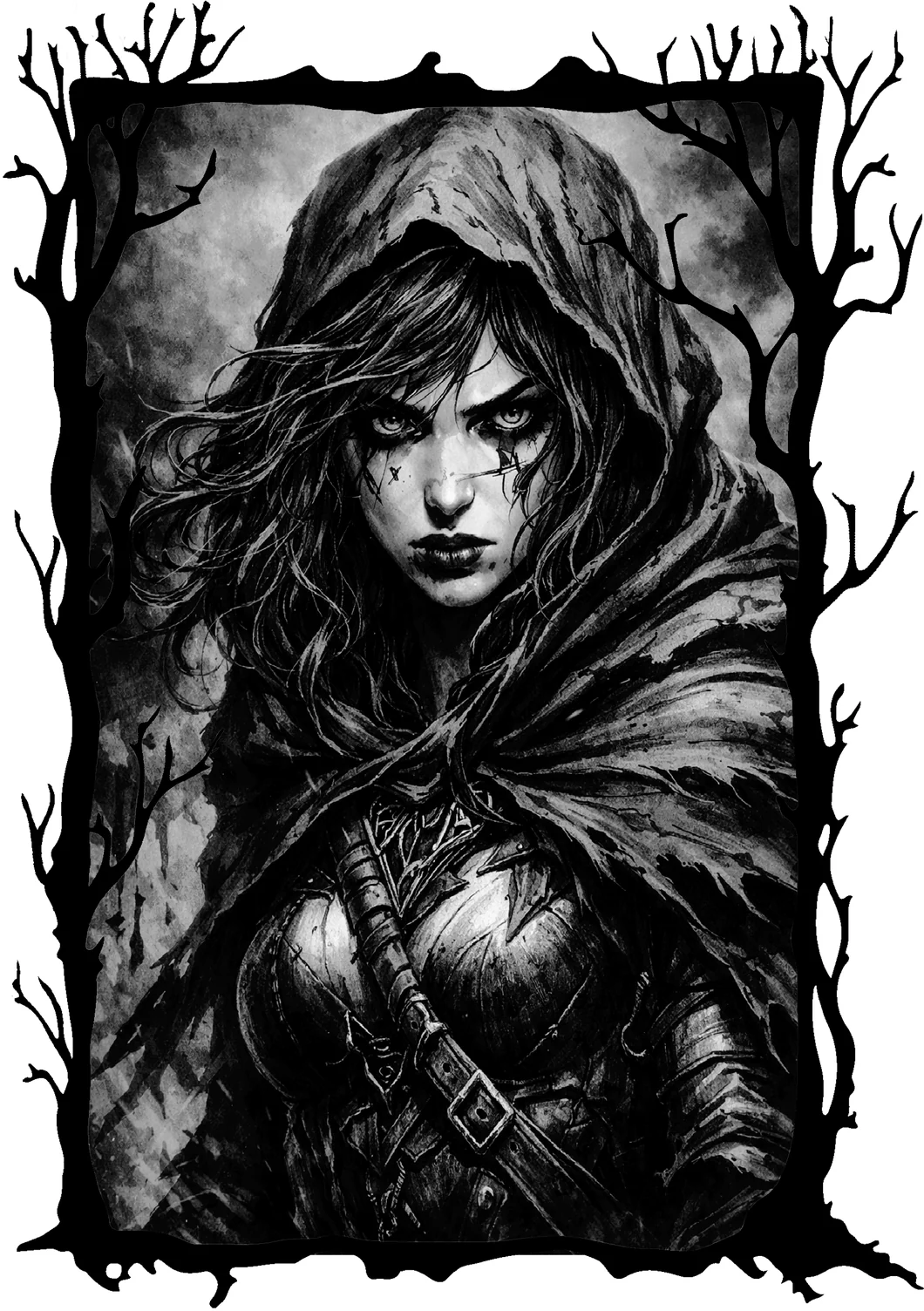 La même illustration reprise : le traitement passe de l'encrage contrasté à un lavis en gamme continue, plus proche du rendu du tome 3.