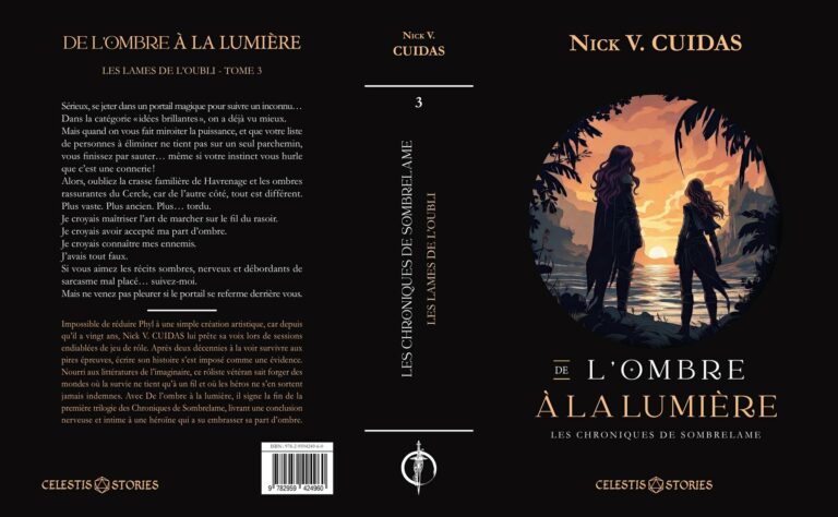 Jaquette complète de De l’Ombre à la Lumière : quatrième de couverture, dos et première de couverture